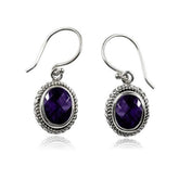 AE-6090-AM Sterling Silver Earring With Amethyst Q. Jewelry Bali Designs Inc